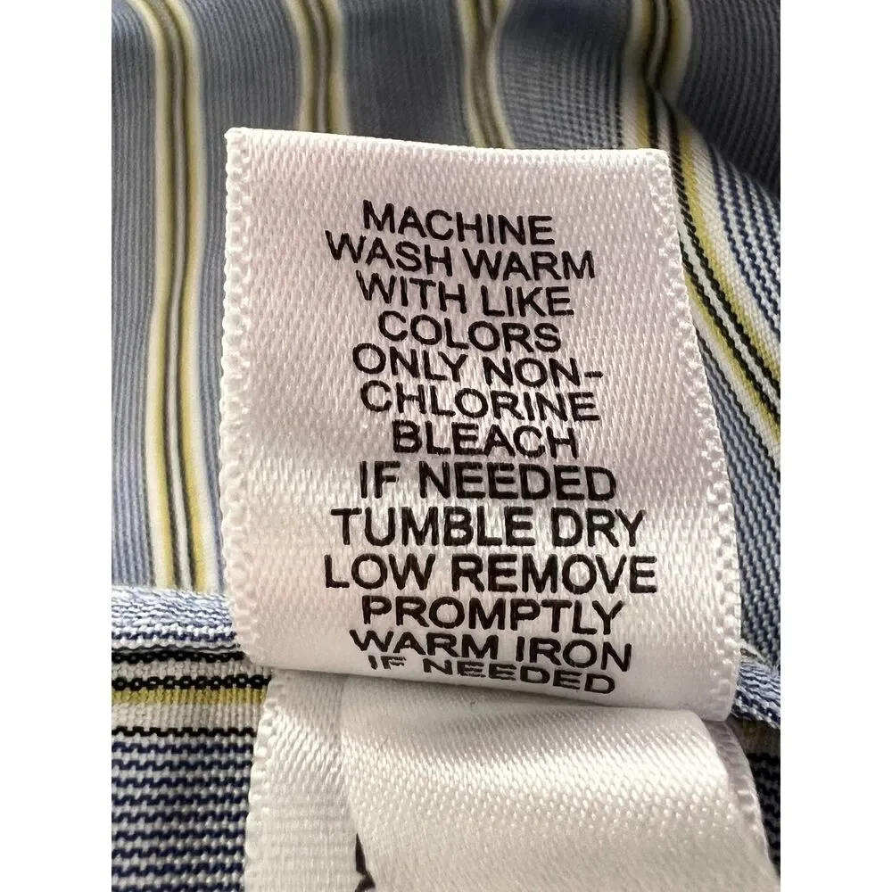Banana Republic Non-Iron Classic Fit Button Up Shirt Blue Yellow Stripe Men's M
